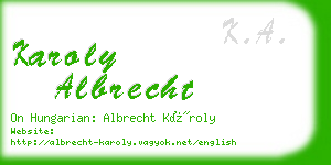 karoly albrecht business card